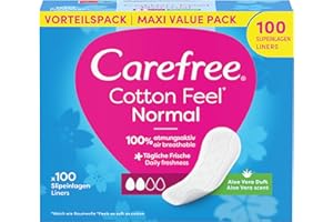 Carefree Cotton Feel Normal wkładki do majtek z 100% oddychającym zapachem Aloe Vera dla długotrwałego świeżości, normalny rozmiar