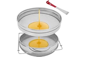 AMROICUS Colino per miele a doppio setaccio, colino a maglie in acciaio inossidabile per secchio da 5 galloni, estrattore di miele per apicoltura per miele pulito con bracci estensibili fino a 16,5 pollici