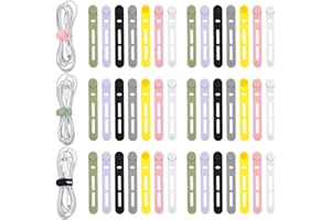 JIYIN 42 sztuki silikonowych opasek kablowych, możliwość ponownego zamknięcia, kolorowe, sortowniki kabli, wielokrotnego użytku, organizery kablowe do zarządzania kablami