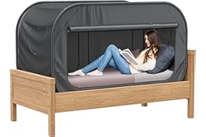 Skywin Bed Tent Twin - Pop Up Privacy Tent for Twin Bed, Collapsible, Breathable, Light Reducing Pongee Bed Canopy for Warm and Cozy Night, Black For 1 Person