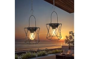Ketom 2 Pezzi Lanterna Solare da Esterno, IP65 Impermeabile Lampada Solare da Giardino, Lampada da Esterno, Appendere/In Piedi, per Balcone Terrazza Festa Decorazione, Bianco Caldo, Forma a X