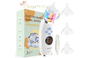 TAIKOUL Aspiratore nasale elettrico per neonato ricaricabile aspiratore nasale bambino IPX6 impermeabile elettrico aspiratore nasale aspirapolvere per neonati con 5 modalità di aspirazione 3 punte in
