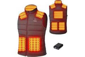 Toastiv Gilet Chauffant Homme avec Batterie Externe 18400mAh 7.4V, Gilet Chauffant Lavable, Veste Chauffante pour Hiver，Jusqu’à 11h de Chaleur
