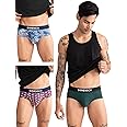 DAMENSCH Regular Fit Printed Cotton Blend Brief Underwear Anti-Bacterial Moisture Wicking Breathable Microfibre Waistband Stretchable Deo-Cotton Brief for Men