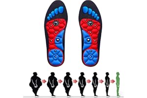 PERECHGES Magnetische Einlegesohlen, 1 Paar Akupressur Einlegesohlen Herrn Damen, Magnetische Massage Gel Einlegesohlen, Reflexologie Orthotic Gel Einlegesohlen für Fuß Müdigkeit Relief (Schwarz, 40-43)