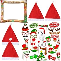 52 Accessoires Photomaton Noël - Chapeaux, Lunettes, Barbes, Décorations - Pour Fête, Photos De Famille, Soirée à Thème