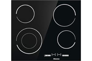 Hisense E6432C Built-in 60cm Electric Ceramic Hob with Child Lock, Touch control, Timer Function - Black 7200W, 20 x 24 x 2 inches (L x W x H)