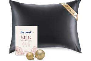 DREAMZIE sidenkuddfodral - 100% naturligt mullbärssilke - för hår och hud - 19 mm siden på båda sidor - 1 enhet - Mörkgrå - 5