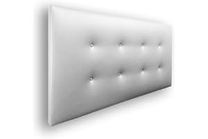 Silcar Home - Cabecero de Cama Carlo 160 Blanco - Estructura de Madera, Tapizado en Polipiel, Diseño Moderno con Dos hileras Botones, Fácil Instalación - Polipiel Blanco, 160 cm