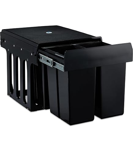 Festnight Pattumiera Estraibile Per Cucina 36 Litri – Cassonetto Incasso Con Chiusura Soft-Close E Coperchio In ABS, Colore Nero