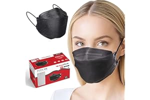 Redfink® 40x FFP2 Maske Fischform Schwarz | Made in Europa | Schwarze FFP2 Masken Fischmaske | aus Europa | Masken FFP2 Fischform | Fisch Maske Mask für FFP2 Maske Erwachsene