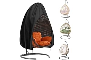 Aipwerer Wodoodporny wiszący pokrowiec na krzesło, pokrowiec przeciwpyłowy na fotel bujany z jajkiem, fotel bujany i krzesło pływające, ochrona zewnętrzna na patio i ogród (czarny, 230x200cm 600D)