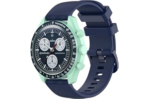 ROBINELLIS Tiggo 20 mm Bracelet de Montre pour Omega Swatch Band,Bracelets de Montre,Silicone Bande Remplacement avec fermoir Réglable Sangle pour Omega Swatch Watch Accessories
