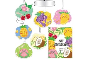 Scent-Hi Car Air Freshener, Cute Car Interior Accessories Hanging Scents 6PCS, 6 Fruity Scent Variety Pack, Hanging Air Freshener Fragrance for Car, Wardrobe, Bathroom, Hanging, Long-Lasting Fragrance