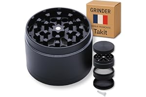 TAKIT Grinder [ Marque Française] Moulin à Epices - 4 Parties dont 3 Compartiments avec Filtre et Mini Spatule - 55x40mm