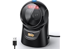 Tera Barcode Scanner Plattform Omnidirektional: 1D 2D QR Code Desktop-Lesegerät Freihändig USB Kabelgebunden Verstellbarer Winkel, Plug-and-Play für POS Supermarkt Lager Einzelhandel Krankenhaus 9700
