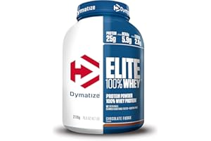 Dymatize Elite 100% Whey Chocolate Fudge 2170g - Polvere ad alto contenuto di proteine e basso zuccheri del siero latte BCAA