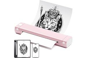 ITARI M08F Impresora Termica Portatil, Impresora Térmica A4, Impresoras Portatiles Bluetooth para Viajes y Tatuajes, Compatible con Teléfono Móvil y PC, Admite Papel Térmico A4 y Papel Transfer Tattoo
