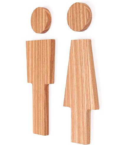 GORGECRAFT 1 set houten toiletborden voor mannen en vrouwen geborsteld badkamerdeurborden decor toilet deurbord zelfklevende achterwand toilet symbool sticker voor zakelijk kantoor restaurant, roze
