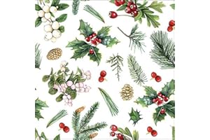 ‎AMBIENTE AMBIENTE 20 Servietten Weihnachten Zweige, Zapfen und Beeren im Winter als Tischdeko. Papierservietten mit Motiv. Auch für Decoupage und Serviettentechnik 33x33cm, (33316495)