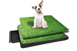 TOOSOAR Toilettes pour Chiens,63 X 51CM Toilettes pour Chien Gazon Artificiel,avec Plateau et 2 pièces de Gazon Synthétique,pour Balcon/Jardin/Toilette