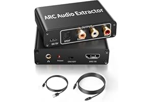 HDMI ARC Audio Extractor mit Optisches Digital Kabel, avedio links Hdmi Audio Converter mit CEC, hdmi zu Optische, Koaxiale und 3,5 mm ARC Adapter, 192 KHz HDMI Audio konverter Adapter Splitter