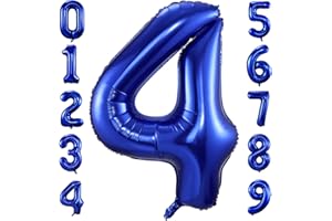 IEFOAH Navy Blue Number 4 Balloons,40" Giant Dark Blue 4th Birthday Balloon Large Foil Mylar Number Digital Balloons for Birthday Party Graduation Baby Shower Anniversary Decorations (Navy Blue, Number 4)