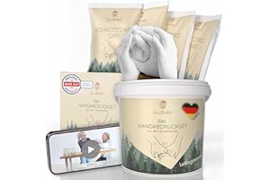 SOULBABY® 3D Handabdruck Set Familie [4 große Hände] mit Geschenkverpackung I Premium Familien Gipsabdruck Set I 100% Black Forest Made I 3D Abdruckset Familie mit Videoanleitung