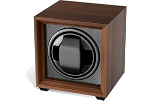 Newaner Remontoir Montre Automatique avec Moteur Silencieux, 2 Modes réglage, carré Couleur Noyer boîte avec Port Charge USB et Mousse à mémoire de Forme, pour remontage mécanique