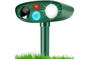 DRAGONLIONS Cat Repellent, Solar Powered Waterproof Animal Deterrant, Solar Powered Deterrent with Motion Sensor and Flashing Lights Outdoor Solar Farm Garden Yard Device, Dogs, Cats, Birds