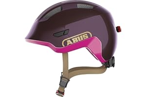 ‎ABUS ABUS Kask dzieci?cy Smiley 3.0 ACE LED, kask rowerowy ze ?wiat?em, g??bokie dopasowanie i miejsce na warkocz, dla dziewcz?t i ch?opców, fioletowy b?yszcz?cy, rozmiar M