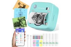 COMIUS SHARP Comuis Sharp Mini Imprimante Photo Portable, imprimante Thermique instantanée sans Fil Bluetooth avec 10 Rouleaux de Papier Thermique, imprimante pour Photos liste d'étiquettes (F)