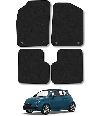 Tapisbergues Pour La 500 à Partir De 2010 | Kit Complet De 4 Tapis De Voiture Brodés Avec Bord Rose Fuschia Et Couture Rose | Moquette De Haute Qualité