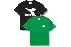 Diadora JU.Double Pack Koszulka SS Logo, Jolly Green/Black, XS Chłopiec, JOLLY GREEN/czarny