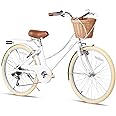 Glerc Missy 20" 24" 26" Inch Girl Cruiser Hybrid 6-Speed City Bicycle for Youth Girls Over 8 Years Old with Wicker Basket & Lightweight, Multiple Colors