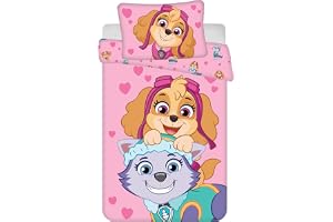 Jerry Fabrics Baby Sängkläder för barn set: påslakan 100 x 135 cm & örngott 40 x 60 cm vändmotiv Paw Patrol 100 % bomull för