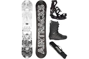 AIRTRACKS Snowboard Set Paquete Completo Tabla Akasha Wide Hybrid Rocker Hombre+Fijaciones Master+Botas+SB Bolsa Nuevo 152 157 159 162 cm