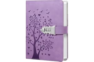 HwxBen Diario Segreto A5 Lavanda con Lucchetto – 240 Pagine – Notebook con Blocco a Codice