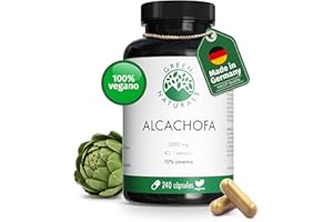 Alcachofa Cápsulas - IMPORTANTE: 40:1 Extracto (=104.000mg Alcachofa) con 260mg cinarina - 240 cápsulas - Green Naturals®