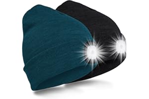 SPGOOD LED Beanie Beleuchtete Mütze mit Licht Laufmütze Herren Damen Kappe Lampe USB Nachladbare Mütze Winter Warm Stirnlampe mit LED Licht für Jogger,Camping,Laufen