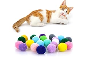 Vebetter Palline di feltro per gatti – 20 pezzi giocattoli pallina morbide, gattini pom poms, giocattolo interno, palla pompon 5 cm