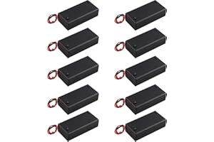 HALJIA - Caja de Almacenamiento de batería de plástico con Tapa de Encendido/Apagado y Bridas de Cable de Cierre (10 Unidades, 3 V, AA, 2 x 1,5 V)