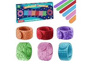 HOPIHY 12 PCS Sensory Fidget Toys Slap Bracelets, Textured Silicone Sensory Toys for Autism, Fidget Toys for Kids, Teens & Adults, Anxiety Stress Relief, Ideal for Classroom Rewards, Party Gifts
