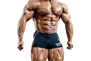 Muscle Alive Hombre Gimnasia Apretado Entrepierna 4 Culturismo Pantalones Cortos de poliéster y Lycra