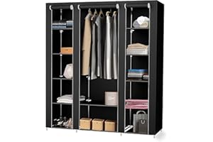 homewell Armadio pieghevole in tessuto, 172 x 134 x 43 cm (nero)