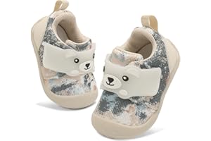 JOINFREE Baby Walking Wide Shoes Infant Boys Girls Breathable Barefoot Shoes Crib Tennis Shoes Lightweight Non-Slip Sneakers First Walkers