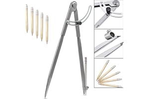 Compas pointu 300 mm / 12 pouces, grand crayon marqueur avec porte-crayon pour cercles de dessin, menuiserie, travail du métal et travail du cuir
