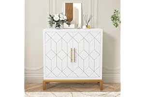 ‎HOLTICO HOLTICO Kommode Sideboard Garderobenschrank Küchenschrank Weiß mit verstellbarem Regal,Schrank freistehend für Küche,Wohnzimmer