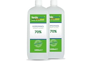 ferdoclean 2 x 1000 ML d'isopropanol 70% | Solvant 2L / 2000ml de nettoyant alcoolisé IPA pour la Maison, la Cuisine, la Voiture et Plus | Détergent dégraissant