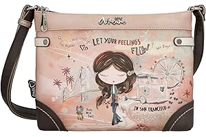 Anekke - Bandolera Mediana Mujer - Bandolera de Polipiel para Mujer con Correa Ajustable y Cierres de Cremallera - Varios Bolsillos - Accesorios y Complementos Mujer - Medidas 28x22x5 cm